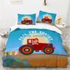 Cartoon Car King Queen Duvet Cover Cute Red Toy Sports Cars Bedding Set Kids Police Car Fire Truck Bedclothes Children Bedroom