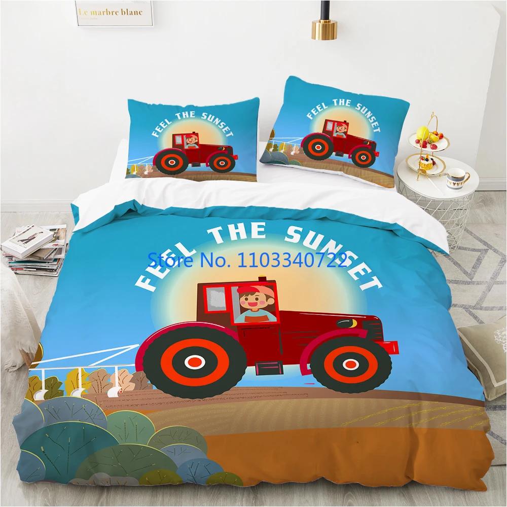 Cartoon Car King Queen Duvet Cover Cute Red Toy Sports Cars Bedding Set Kids Police Car Fire Truck Bedclothes Children Bedroom