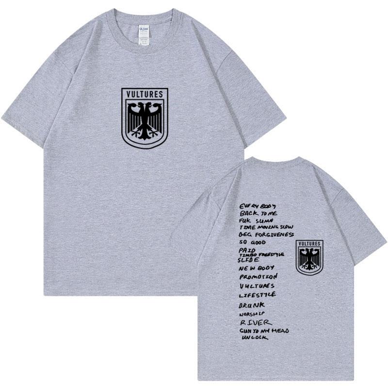 Vultures Канье Уэст Новый Музыкальный Альбом Логотип Футболка Мужская Одежда Хип-Хоп Панк Футболка Унисекс Винтажные Хлопковые Футболки с Коротким Рукавом