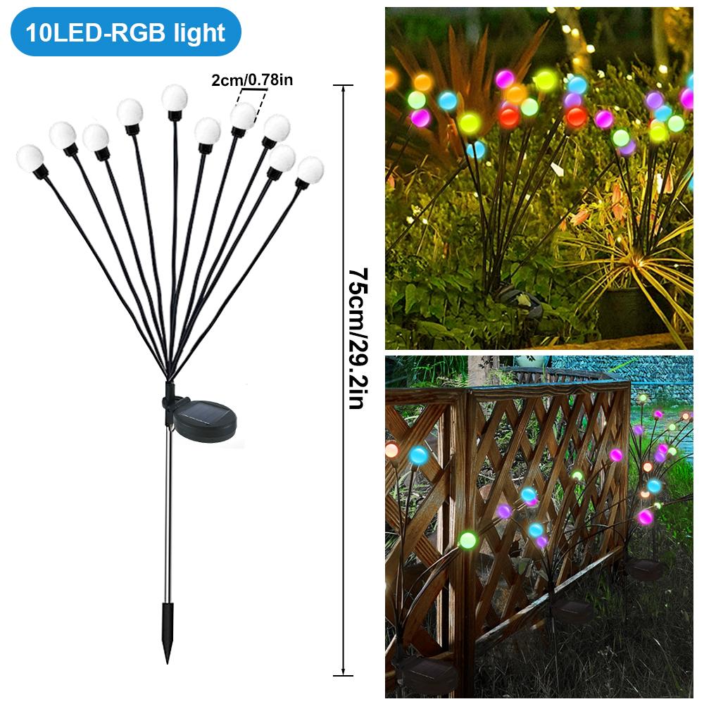 8/10LED Firefly Light RGB Solar Outdoor Firefly Garden Lights Waterproof Swaying Fairy Light for Yard Patio Decoration