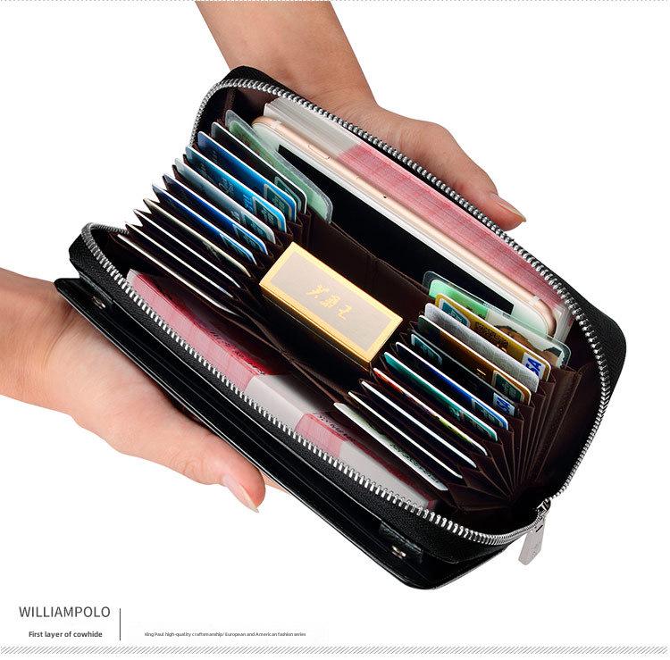 Мужской длинный кошелек из натуральной кожи King Paul - держатель для нескольких карт с клатчем большой емкости