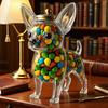 Pet Treat Jar Reusable Dog Shape Glass Airtight Pet Food Storage Container Chihuahua/French Bulldog/Dachshund Candy Snack Holder with Lid