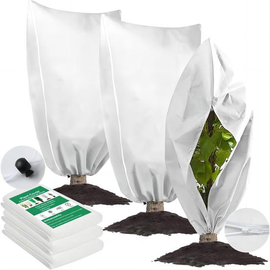 Plant Freeze Protection Cover Frost Blanket with Zipper Drawstring Plant Winter Protection Cover for Outdoor Shrub Bush Fruit Tree