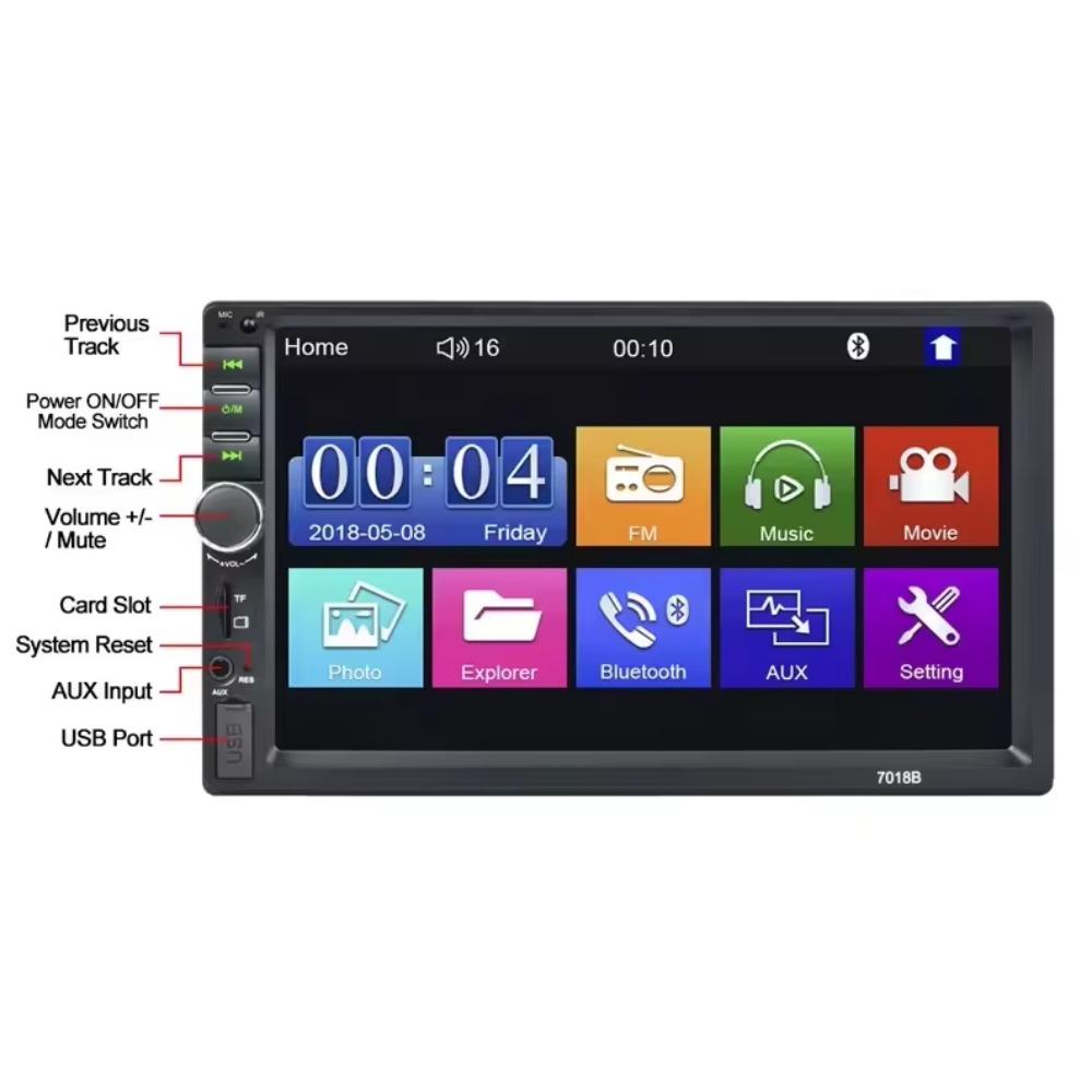 Универсальный 2 Din 7-дюймовый сенсорный экран стерео авто радио мультимедийный проигрыватель, зеркало заднего вида Link/FM/TF/MP5 автомобильная аудиосистема