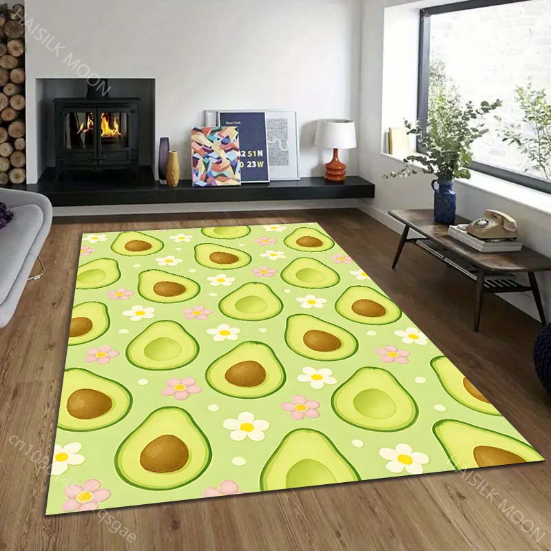 Multiple sizes Floral Avocado Rug Pattern Carpet for Living Room Bedroom Sofa Home Decor Non-slip Floor Mat Luxury Gift