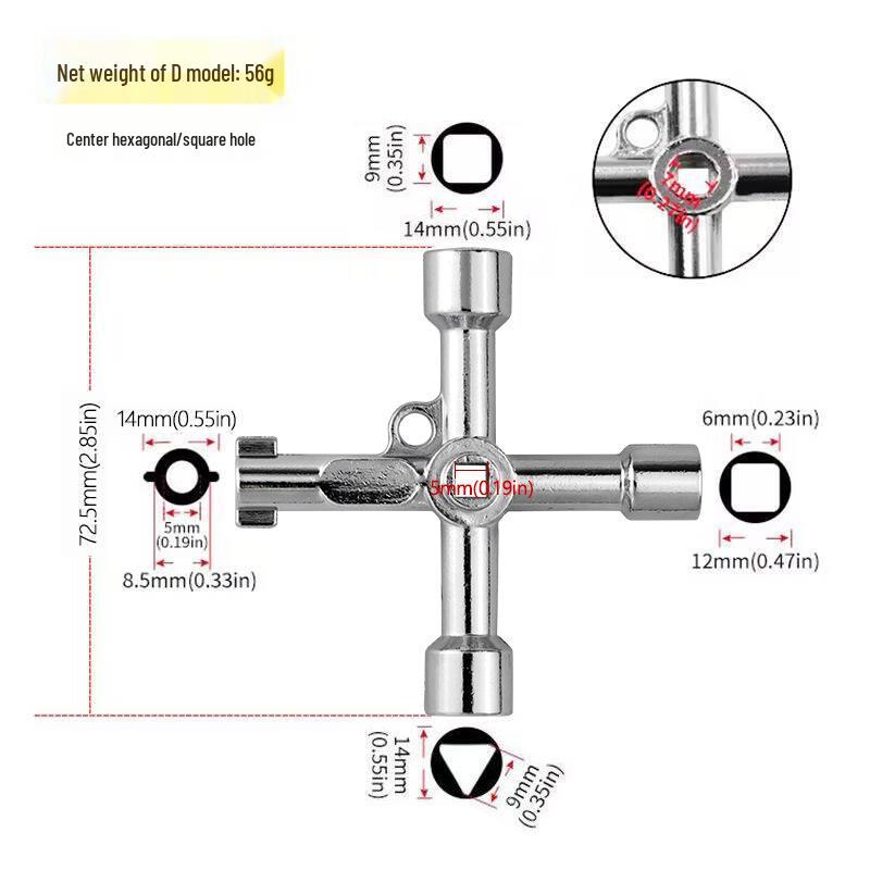 Многофункциональный треугольный ключ для электрических шкафов, лифтов, крестовых ключей и клапанов водомеров