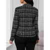 Women's Lightweight Plaid Long Sleeve Jacket - Stylish Open Front Outerwear for Spring & Fall, Black & White Houndstooth Pattern,
