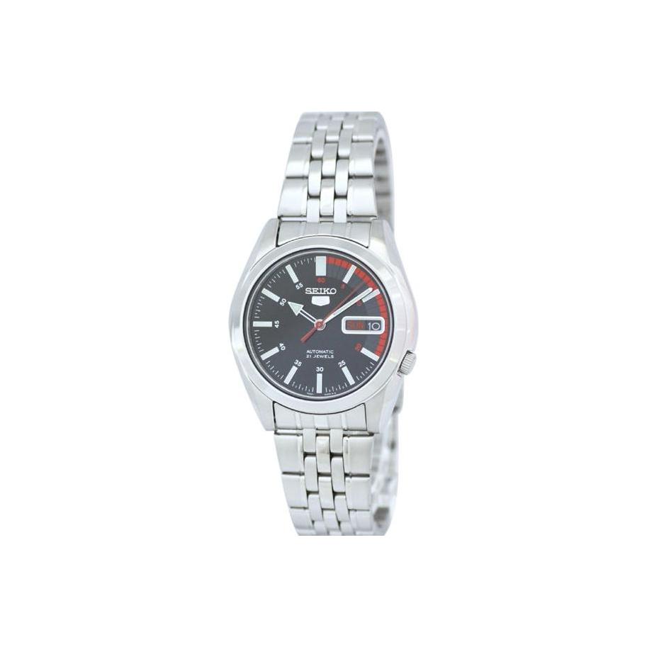 Seiko 5 Серия 30М Водонепроницаемые Автоматические Механические Часы из Нержавеющей Стали Черный Циферблат Мужские часы SNK375K1