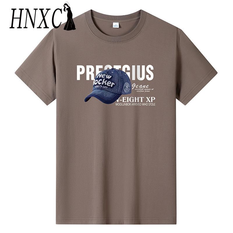 HNXC Хлопковая футболка с коротким рукавом, мужская модная свободная рубашка с половиной рукава, сострадательная рубашка с принтом