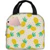 Yellow Pineapple Insulated Lunch Bag for Women Girls Thermal Picnic Bento Box Washable Reusable for Office Work Hiking Picnic