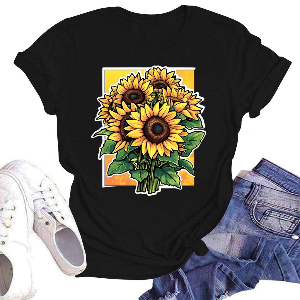 Женская повседневная свободная футболка с принтом, круглый вырез, пуловер, короткий рукав, топ