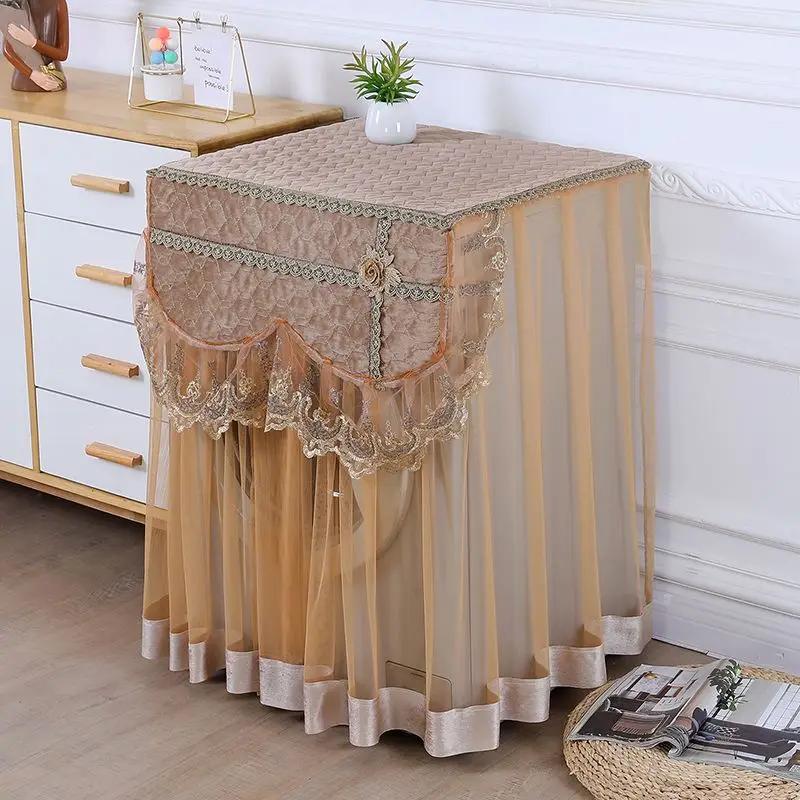 Пылезащитный чехол для стиральной машины с французским барабаном, хит продаж, тканевые чехлы для стиральных машин, синий кружевной пылезащитный чехол для стиральной машины