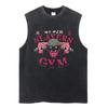 Men Vintage Vest Streetwear Anime Print Tank Tops Unisex Casual Sleeveless Tops Shirt Summer Cotton Washed Black Tees