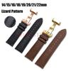 14 15 16 мм 18 мм 19 мм 20 мм 21 мм 22 мм Ремешок для часов из натуральной кожи с принтом ящерицы Сменный браслет для мужчин женщин Аксессуары для часов