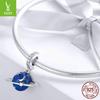 Yinziyun Korean Fashion Blue Planet 925 Silver Beaded Bracelet Pendant SCC933