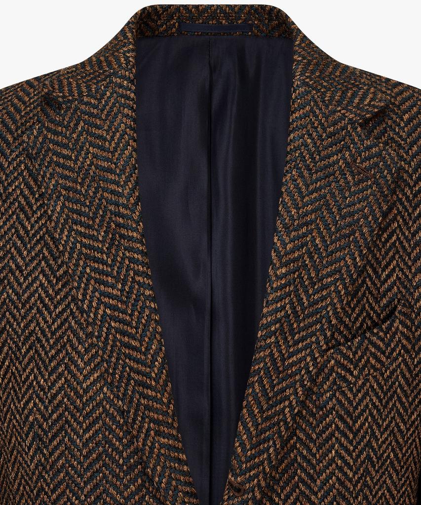 Man On The Boon Notched Lapel Chunky Herringbone Single Jacket_Brown 4714302010