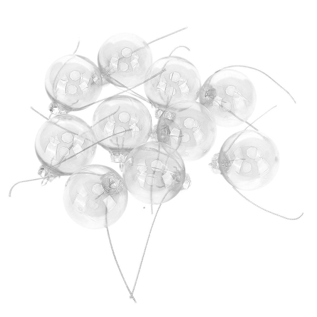 10Pcs/Set Decorative Hanging Ball Reusable Fillable Transparent Christmas Ball for Holiday Party6cm
