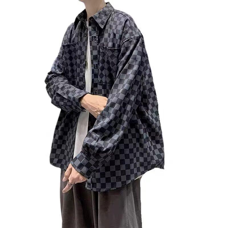 2024 Повседневная рубашка с длинным рукавом Ins Свободная рубашка Мужская летняя тенденция Универсальная повседневная куртка