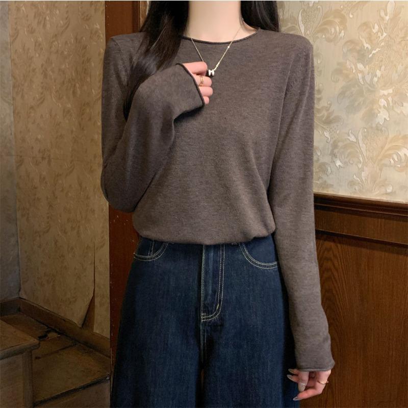 Свитер с плечами женский мягкий восковой внутренний вязаный свитер осень и зима повседневный простой базовый топ с длинными рукавами