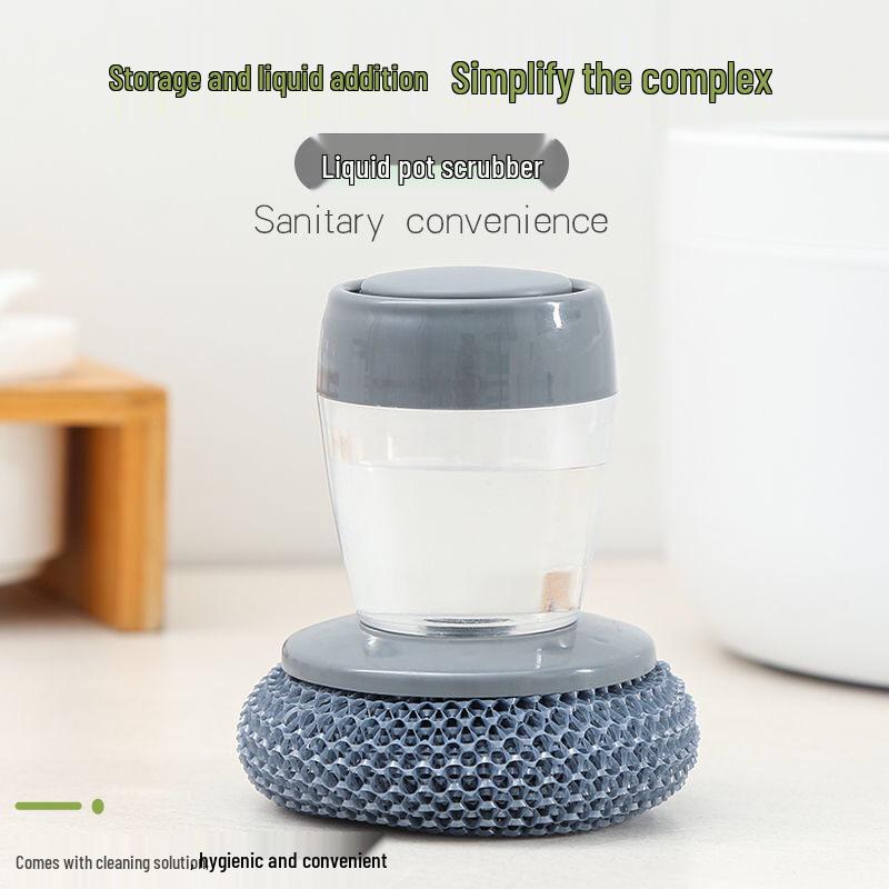 Автоматическая щетка для мытья посуды с дозатором жидкости - Нажимного типа для моющего средства, Многоцелевая кухонная щетка для удаления пятен и мытья кастрюль