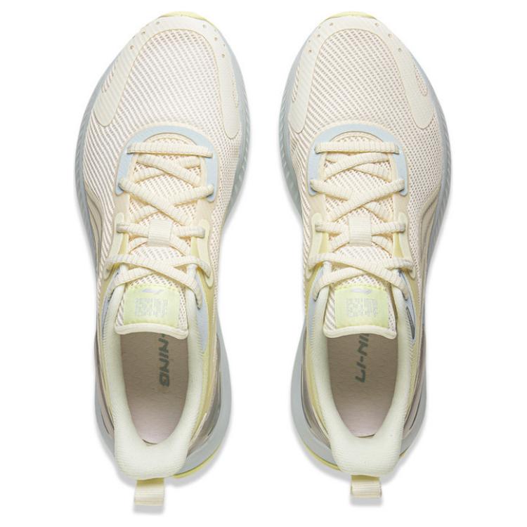 Li-Ning Удобные Универсальные Амортизирующие Упругие Износостойкие Низкие Повседневные Кроссовки для Бега Женские кроссовки Молочно-белые ARHV022-5