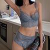 Summer Ultra-thin Cup Bra Set Women Embroidery Flowers Underwear Comfort Underwire Push Up Brassiere Corset High Waist Panties