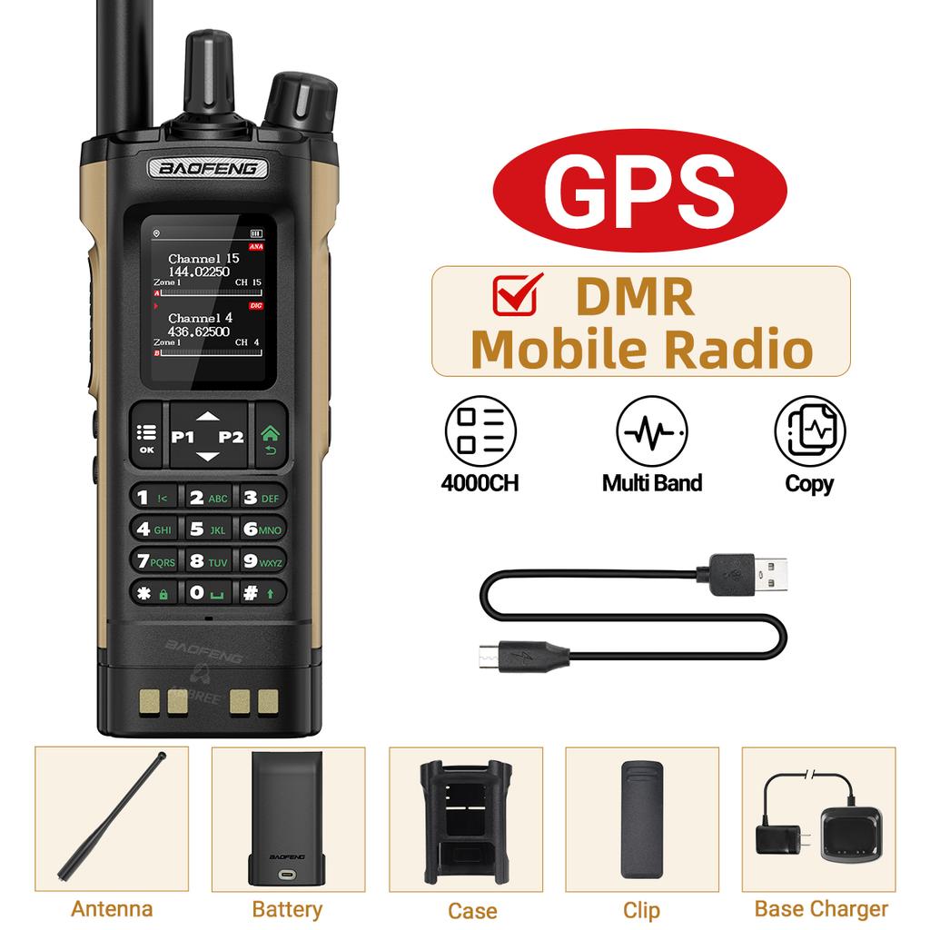 Baofeng DMR DM-32 Digital Walkie Talkie GPS Dual Mode Analog TDMA Dual Time Slot 4000CH Air Band APRS Two Way Ham Radio DM-1701