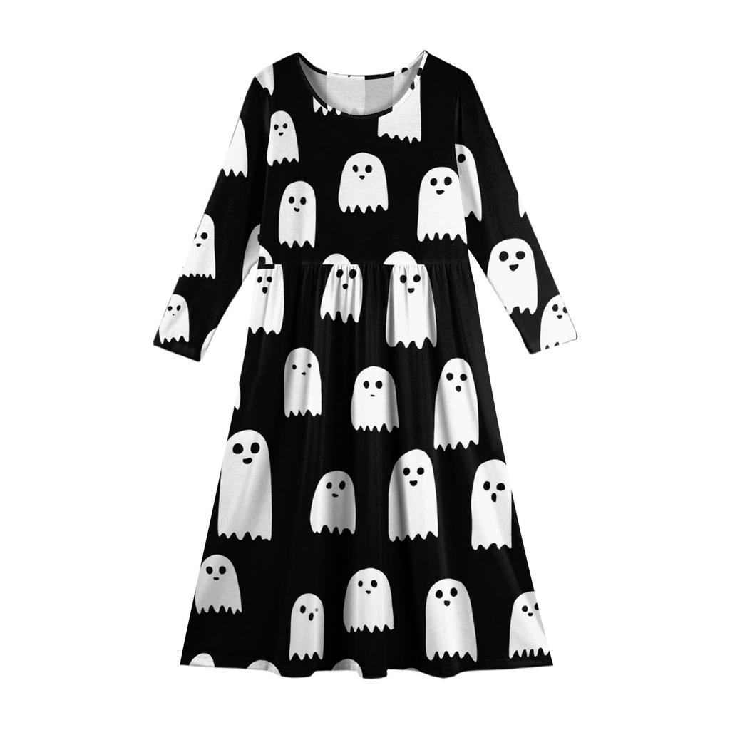 Девичье платье макси на Хэллоуин - Платье с длинным рукавом и карманами