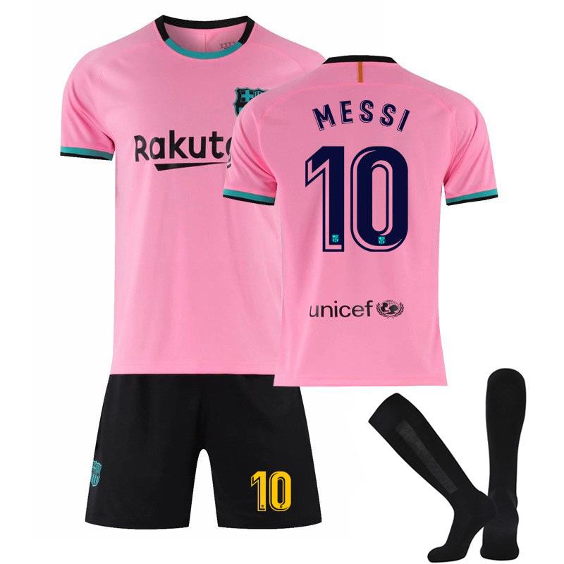 Kids Soccer Jersey Set Messi 10 Barcelona 20-21 Home Away Football Uniform Boys Sports Training Kit