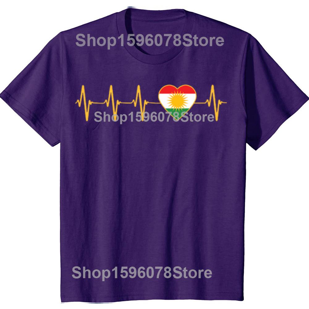 Смешные футболки с сердцебиением Курдистана для мужчин и женщин, из чистого хлопка, с юмором, уличная одежда, футболка с коротким рукавом, унисекс