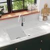 VidaXL Reversible 1-Bowl Kitchen Sink In White Granite with Drainer 141671
