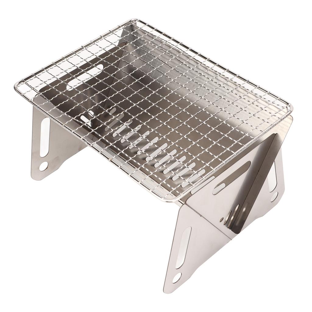 Folding BBQ Grill Heat Resistant Stainless Steel Collapsible Charcoal Grill Camping Grill with Ventilation Holes