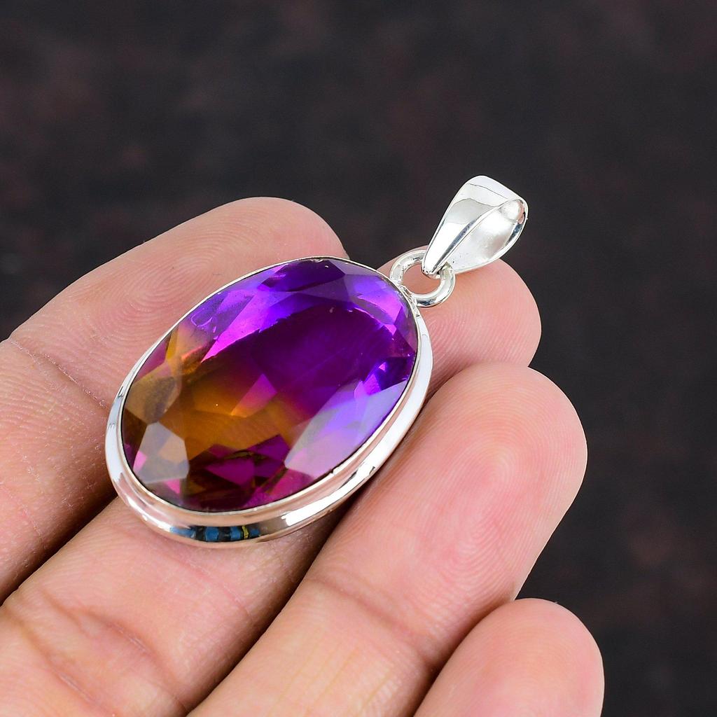 Подвеска с ограненным аметрином, кулон с камнем рождения, кулон из стерлингового серебра 925 пробы, ювелирные изделия из аметрина ручной работы, совершенно новый кулон, подарки для мамы