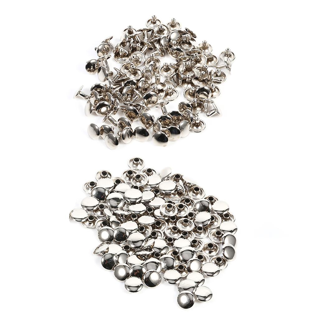 3 Colors 100Sets 8 X 10mm Double Cap Rivet Metal Leather Craft Repairs Studs Spike Decoration
