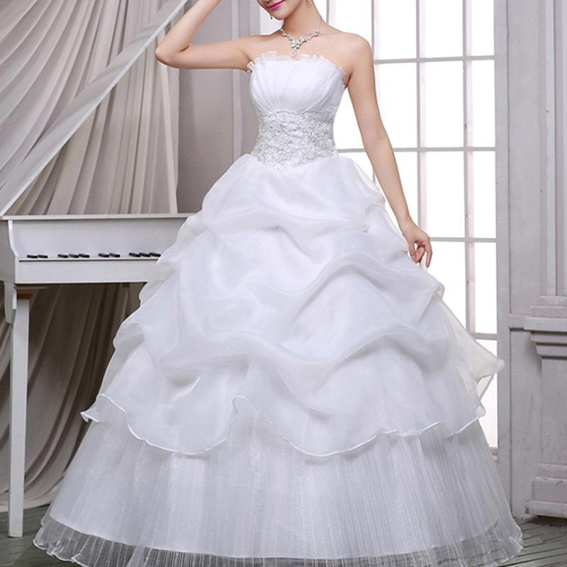 Свадебное платье Свадебные платья Летняя мода Кружевное свадебное платье без бретелек