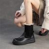 Johnature Ретро Шерстяные Теплые Короткие Ботинки Натуральная Кожа Круглый Носок Боковая Молния Толстая Подошва Женская Обувь