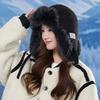 Thickened Wind and Cold Lightning Front Hat Winter Women's Outdoor Fleece Ear Protection Hat Plush Ski Hat