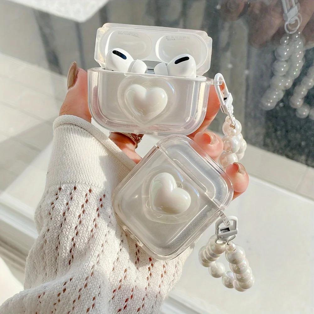 Любовь Лазер Высокая Прозрачность Чехол для Наушников Для Apple Airpods 1 2 3 4 Pro Pro2 Браслет Защита Наушников
