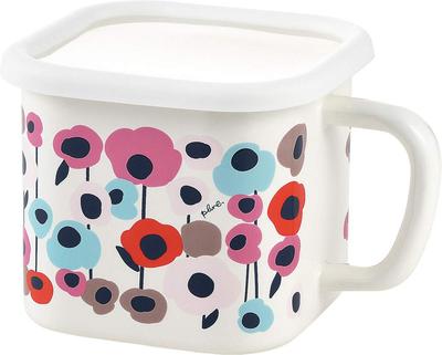 Эмалированная кастрюля Toyoho Fluffy Flower Multi-Square, белая, дизайн, 1450 мл, Plune. YJ-810