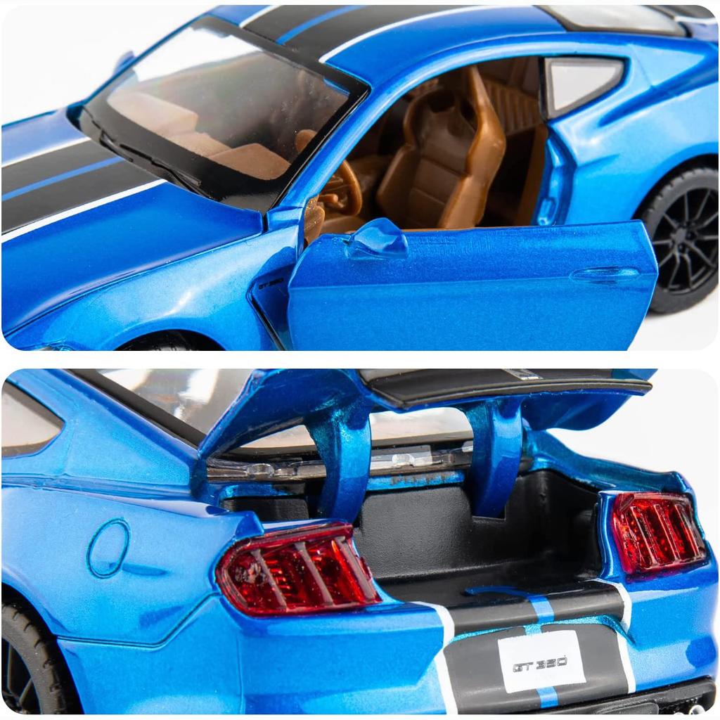Масштаб 1/32 Shelby GT350, литая под давлением модель автомобиля, игрушечная машинка с откатным механизмом со звуком и светом для мальчиков и девочек, подарок