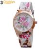 Flower Print Silicon Band Arabic Numerals Dial Quartz Wrist Watch Fashion Watch