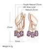 Блестящие фиолетовые натуральные цирконы английские серьги для женщин модные цвета розового золота хрустальные цветы повседневные изысканные украшения