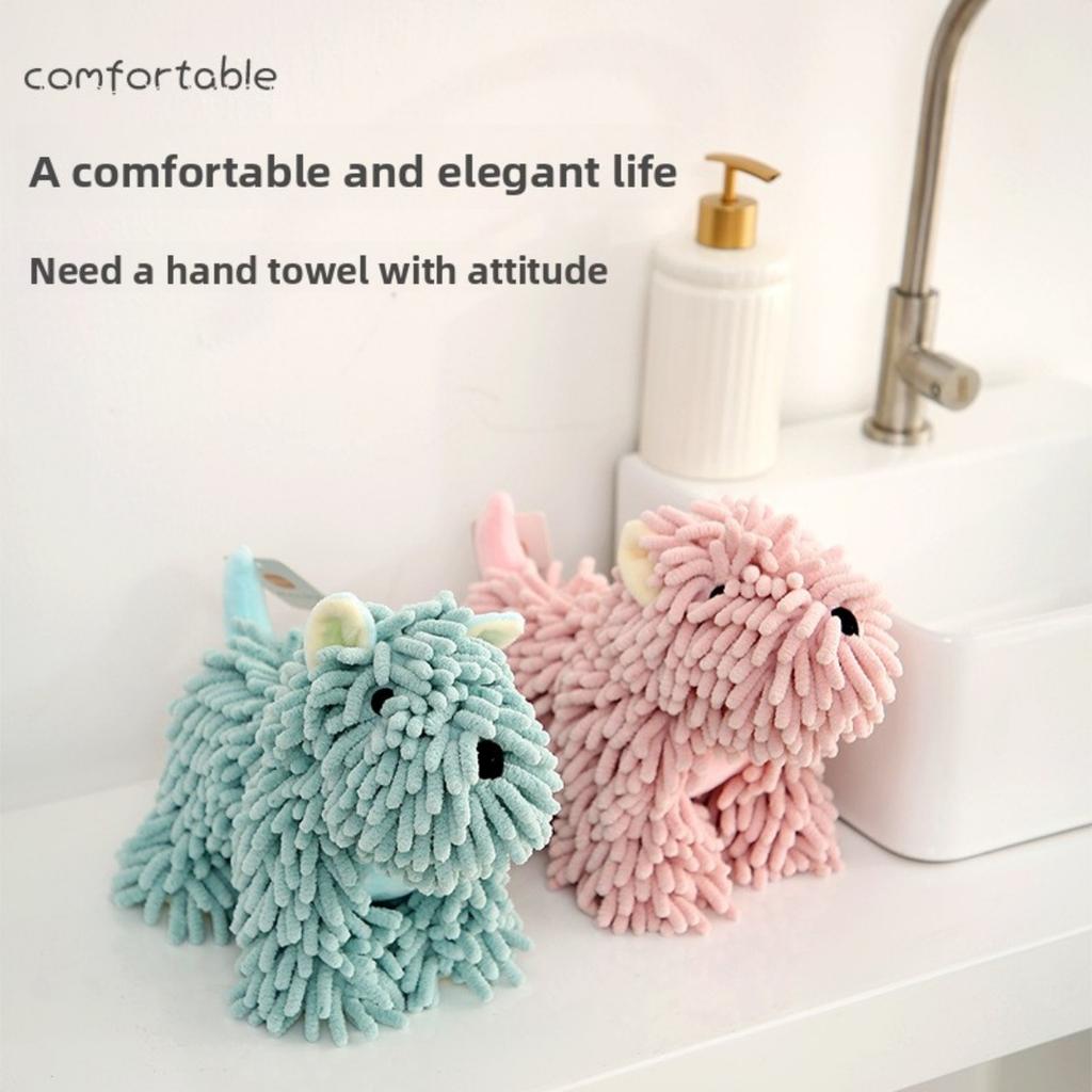Cartoon Animal Shenier Hand Towel 2-in-1, Children and Adults Thick and Cute Hanging Hand Towel