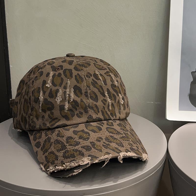 Women S Leopard Print Baseball Cap Vintage Street Style Wide Brim Sun Hat