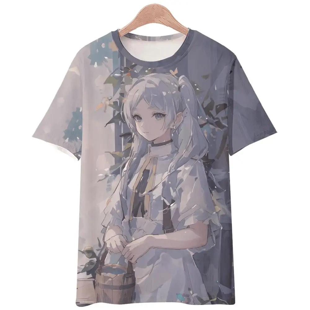 Anime T-Shirts Sousou No Frieren Tshirt 3D Print Streetwear Men Women Fashion Oversized Short Sleeve T Shirt Girls Tees Clothing