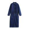 Women's Spring 2025 POLO Collar Denim Belted Lapel Dress