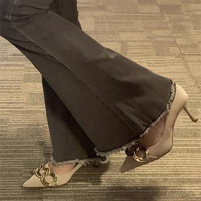 Женские туфли-лодочки телесного цвета 2025 новый дизайн нишевые французские тонкие каблуки острый носок принцесса не устают ноги одинарная обувь женская