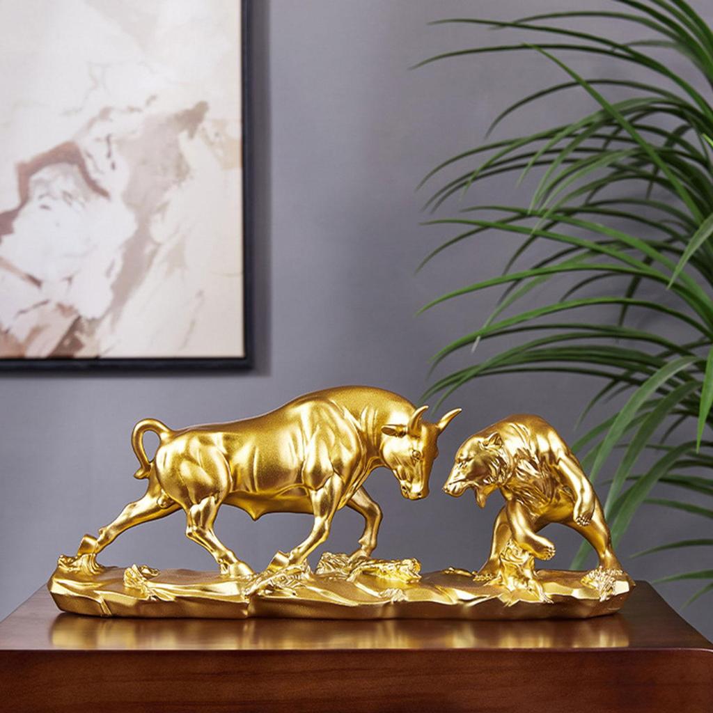 Статуя медведя и быка, фигурка боя, коллекционный орнамент, декор тонкой работы, корова