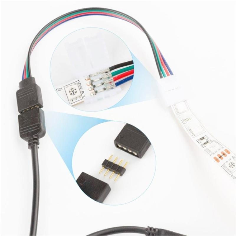 1/5 шт. 4-контактный разъем для RGBW светодиодных лент 16,5 см RGB 4-контактные разъемы для светодиодной ленты для подключения ленты к адаптеру питания