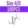 100pcs Multiple Size Treble Hooks Fishing Hook for Lures Size 12 10 8 6 4 2 1 1/0 2/0 3/0 4/0 5/0 Black Color [YG0001]